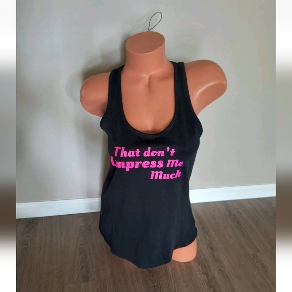 Enza Women's That Don't Impress Me Much Graphics Racerback Tank Top Size M Black